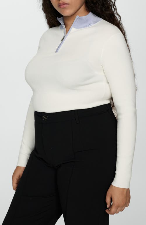 Mango Quarter Zip Sweater In Ecru