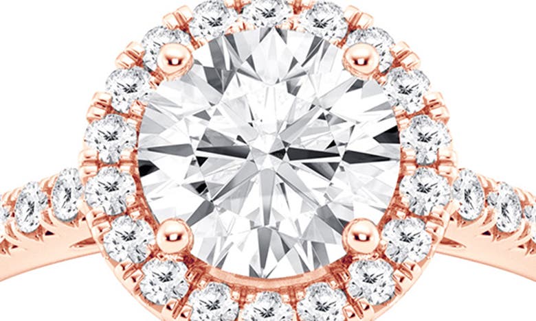 Badgley Mischka Collection Round Cut Lab Created Diamond Halo Pavé Ring In Pink