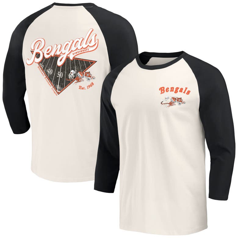 Shop Darius Rucker Collection By Fanatics Black/white Cincinnati Bengals Raglan 3/4 Sleeve T-shirt