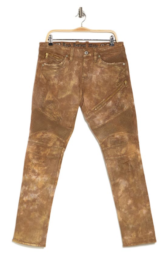 Rock Revival Moto Skinny Jeans In Brown