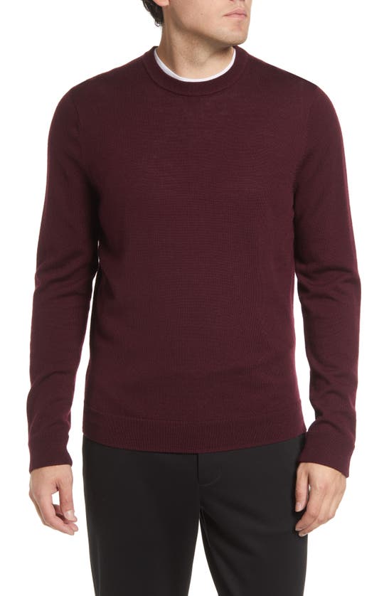 Nordstrom Washable Merino Crewneck Sweater In Burgundy Stem