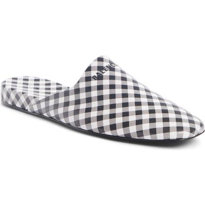Balenciaga Cosy Gingham Print Square Toe Mule, Black