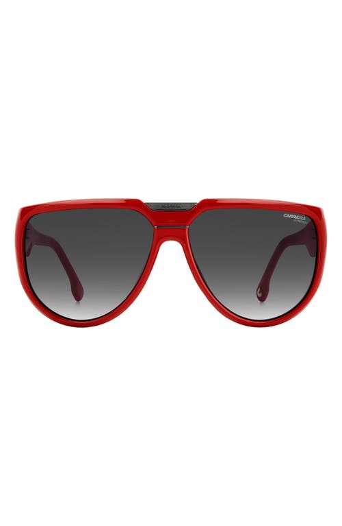 62mm Oversize Round Sunglasses in Red /Grey Shaded