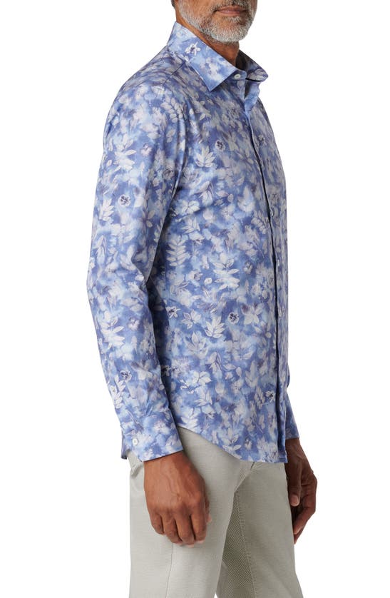 Shop Bugatchi Julian Shaped Fit Floral Stretch Cotton Button-up Shirt In Air Blue