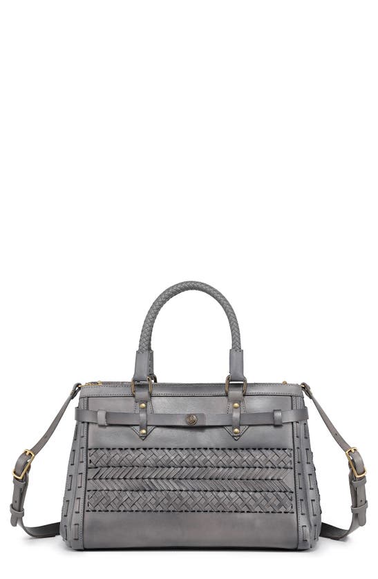 Old Trend Woven Leather Satchel In Grey