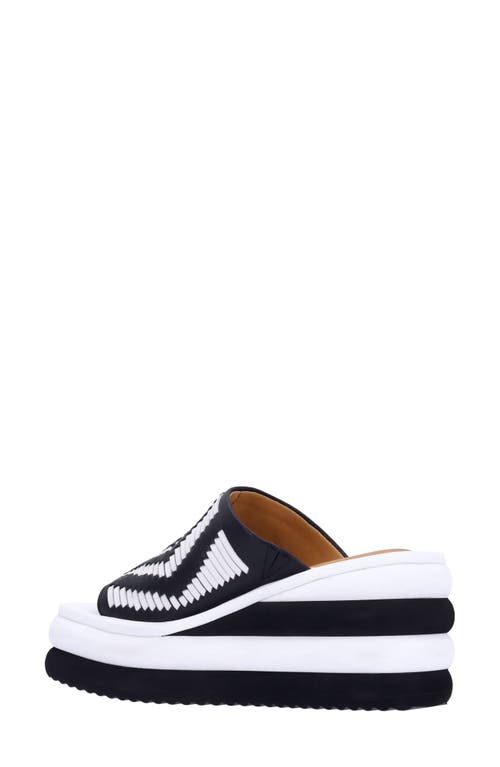 L'amour Des Pieds Eviana Platform Slide Sandal In Black/white