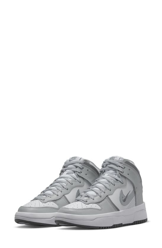 Nike Dunk High Up Sneaker In White/ Silver/ Light Grey
