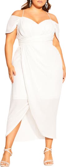 White cold shoulder outlet plus size dress