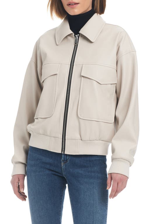 Faux Leather Aviator Jacket in Ivory