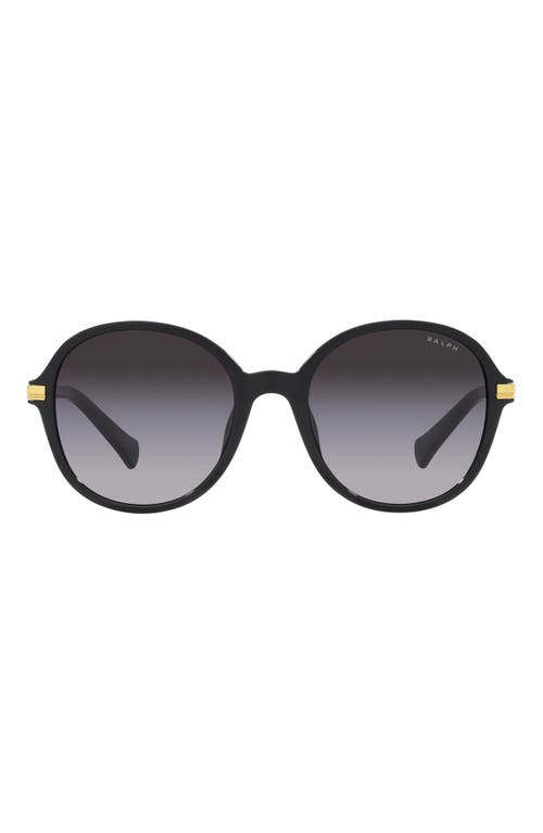 54mm Gradient Round Sunglasses in Shiny Black