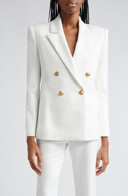 Alice + Olivia Anthony Double Breasted Strong Shoulder Blazer in Off White