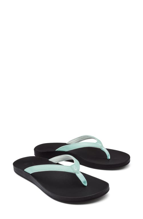 Olukai Puawe Flip Flop In Sea Glass/black