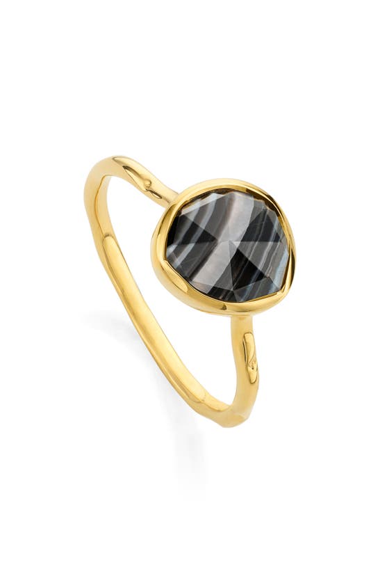 Monica Vinader Siren Semiprecious Stone Stacking Ring In Black Onyx/ Yellow Gold