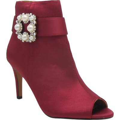 J. Renee Pranati Embellished Open Toe Bootie, Burgundy