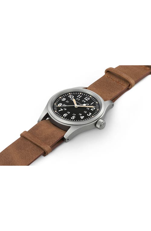 Shop Hamilton Khaki Field Leather Strap Watch, 38mm In Brown/black/silver