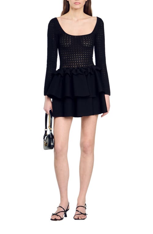 Shop Sandro Ruffled Dress In Black