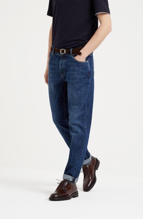 Shop Brunello Cucinelli Lightweight Denim Trousers In Dark Denim