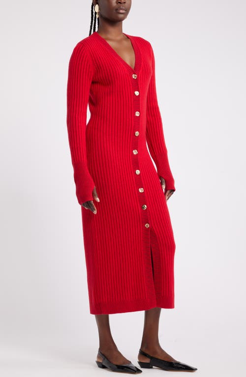 Shop Nordstrom X Harlem's Fashion Row Harbison Long Sleeve Rib Midi Sweater Dress In Red Bloom