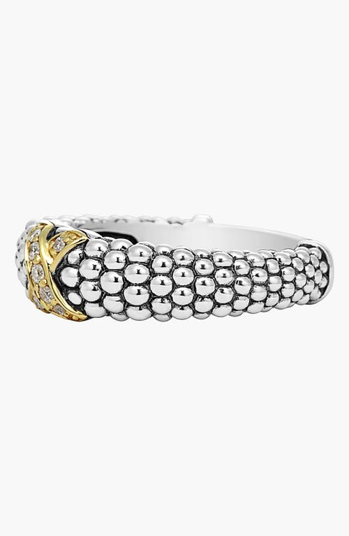 Shop Lagos X Diamond & Caviar­ Two-tone Ring In Silver/gold