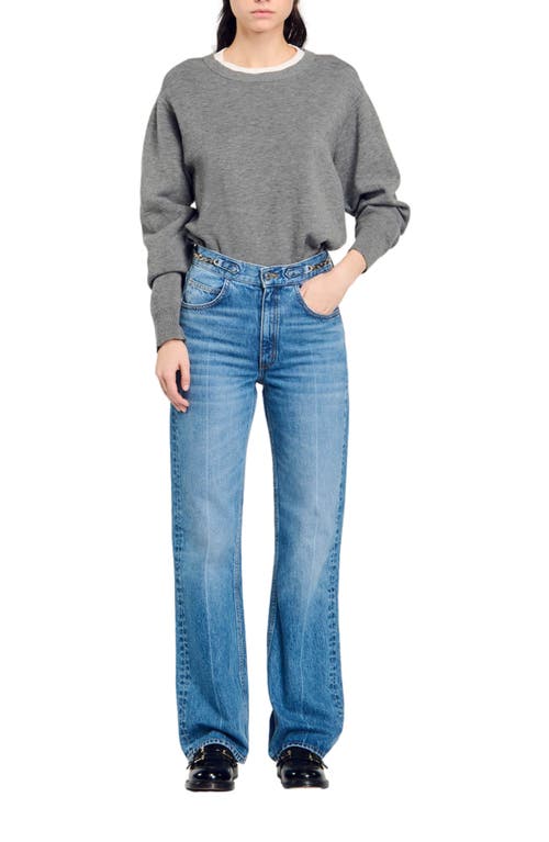 Shop Sandro Curb Chain Jeans In Blue Jean