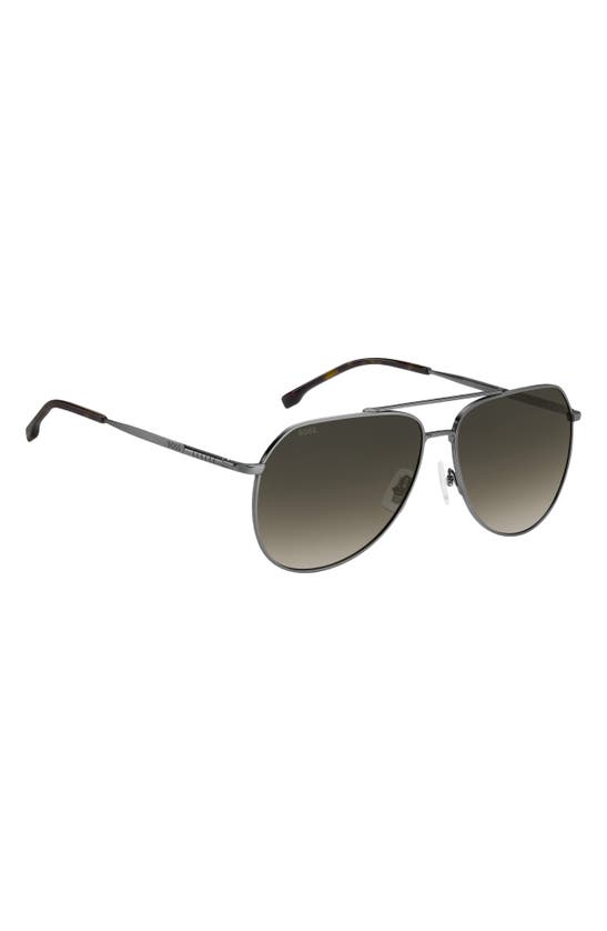 Shop Hugo Boss Boss 61mm Aviator Sunglasses In Dark Ruthenium