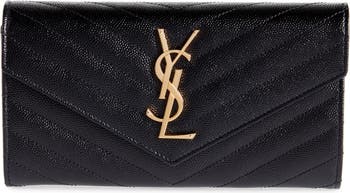 YSL Yves Saint Laurent Cassandre Matelasse Large Flap Wallet in Grain De  Poudre