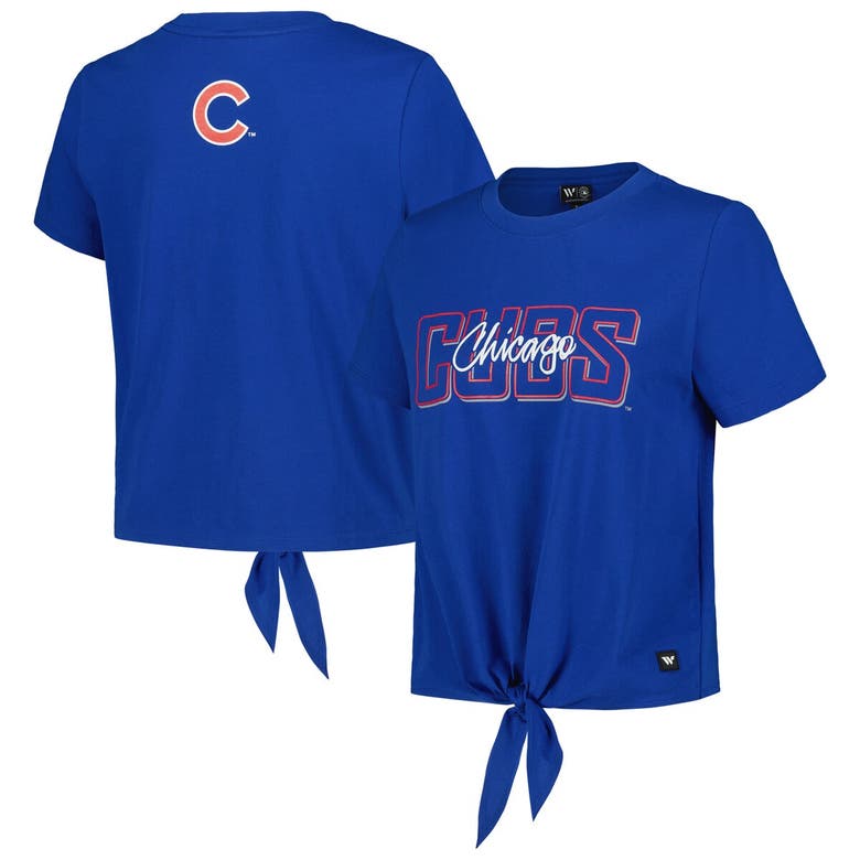 Shop The Wild Collective Royal Chicago Cubs Twist Front T-shirt