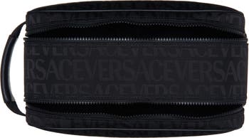 Versace Logo Jacquard Dopp Kit in Black-Ruthenium