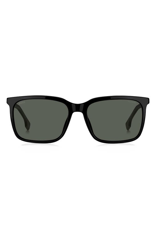 Shop Hugo Boss 57mm Rectangular Sunglasses In Black