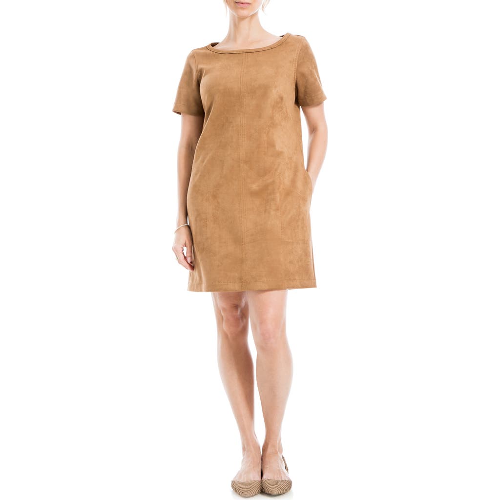 Max Studio Faux Suede Shift Dress In Vicuna-vicuna