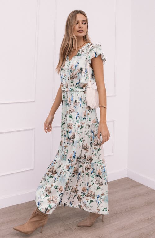 Petal And Pup Petal & Pup Lizzie Floral Cap Sleeve Tiered Maxi Dress In White