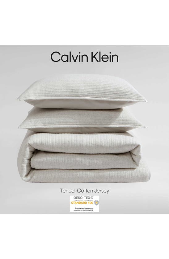 Shop Calvin Klein Mélange Quilted Jersey Duvet Cover & Shams Set In White