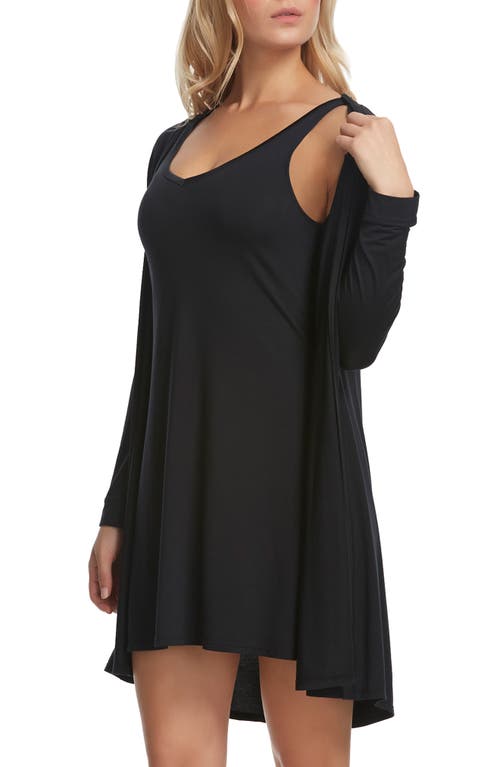 Shop Felina So Smooth Chemise & Wrap Set In Black