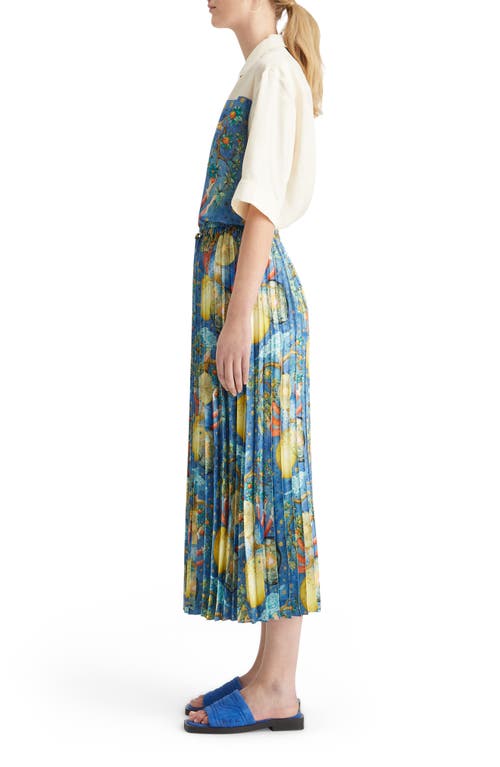 Shop Scotch & Soda Mixed Print Pleated Satin Skirt In Embassy Tree Aop