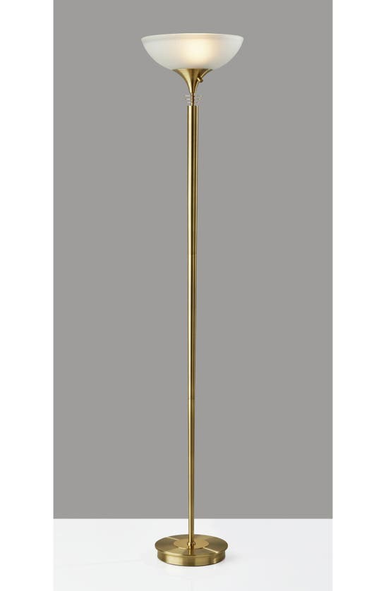 Adesso Lighting Metropolis Torchiere Floor Lamp In Antique Brass