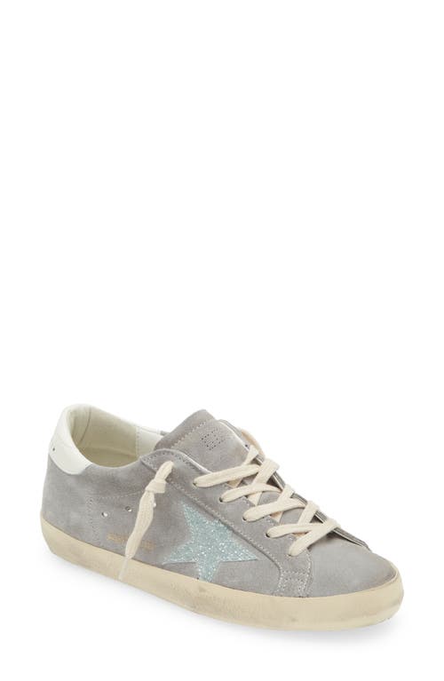 Shop Golden Goose Super-star Glitter Detail Low Top Sneaker In Grey/blue