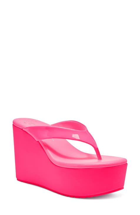 Pink platform flip on sale flops