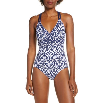 Tommy Bahama Ikat Diamonds Reversible One-Piece Swimsuit, Blue