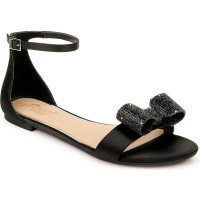 Jewel Badgley Mischka Una Flat Sandal, Black