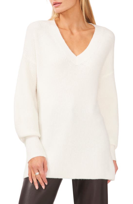 Halogen V-neck Tunic Sweater In New Ivory