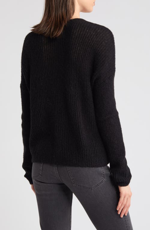 Shop Madewell Ribbed Crewneck Sweater In True Black