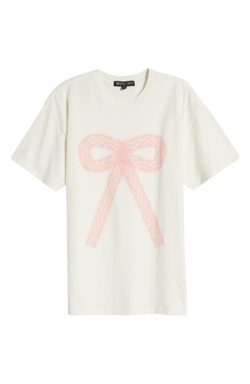 Shop Vinyl Icons Lace Bow Boyfriend T-shirt In Marshmallow