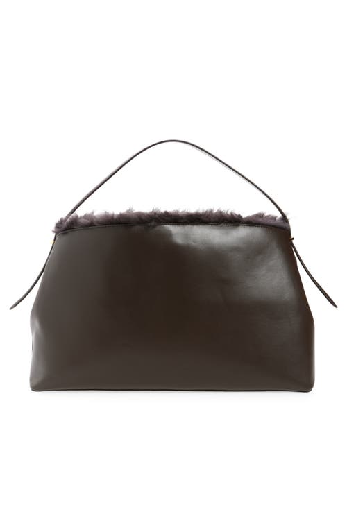 Totême Toteme T-lock Leather & Genuine Shearling Top Handle Bag In Bark