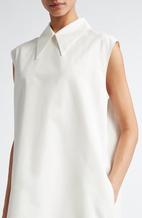 Shop Jil Sander Point Collar Cotton & Silk Shift Dress In Latte