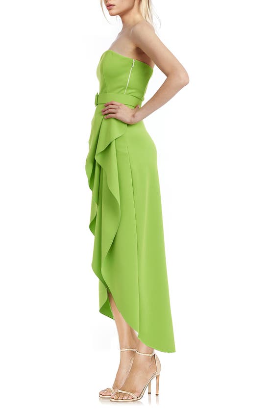Shop Jewel Badgley Mischka Belted Strapless Cocktail Dress In Lime Green