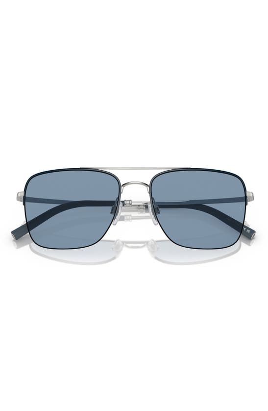 Shop Oliver Peoples Roger Federer 56mm Semirimless Pilot Sunglasses In Blue Silver