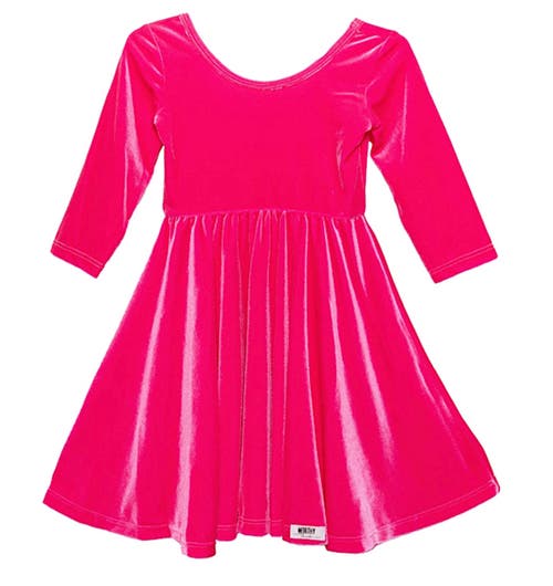 Worthy Threads Babies'  Girls Stretch Velvet Twirly Dress In Hot Pink