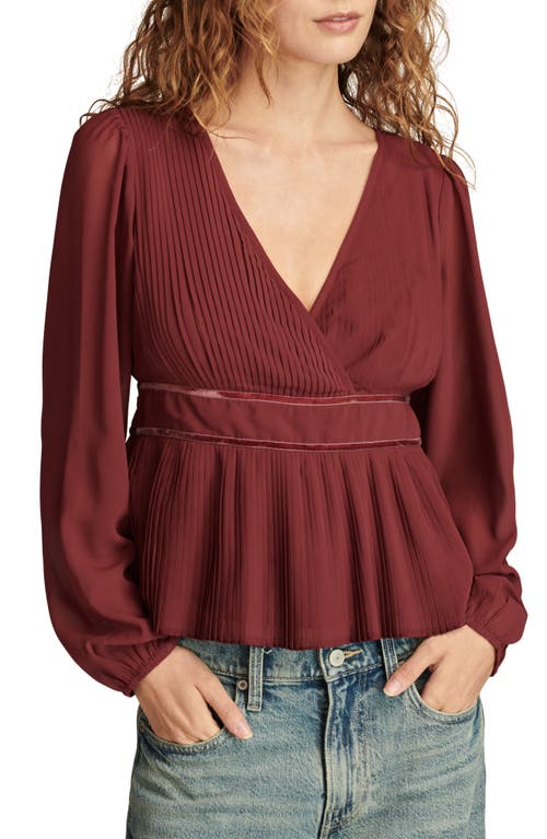 Shop Lucky Brand Pleated Peplum Top In Burgundy