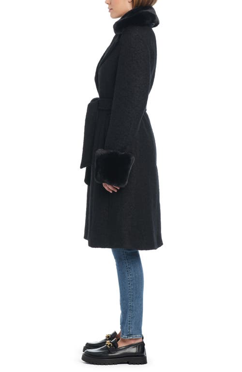 Shop Kate Spade New York Club Belted Wool Blend Coat With Removable Faux Fur Collar And Cuffs In Black