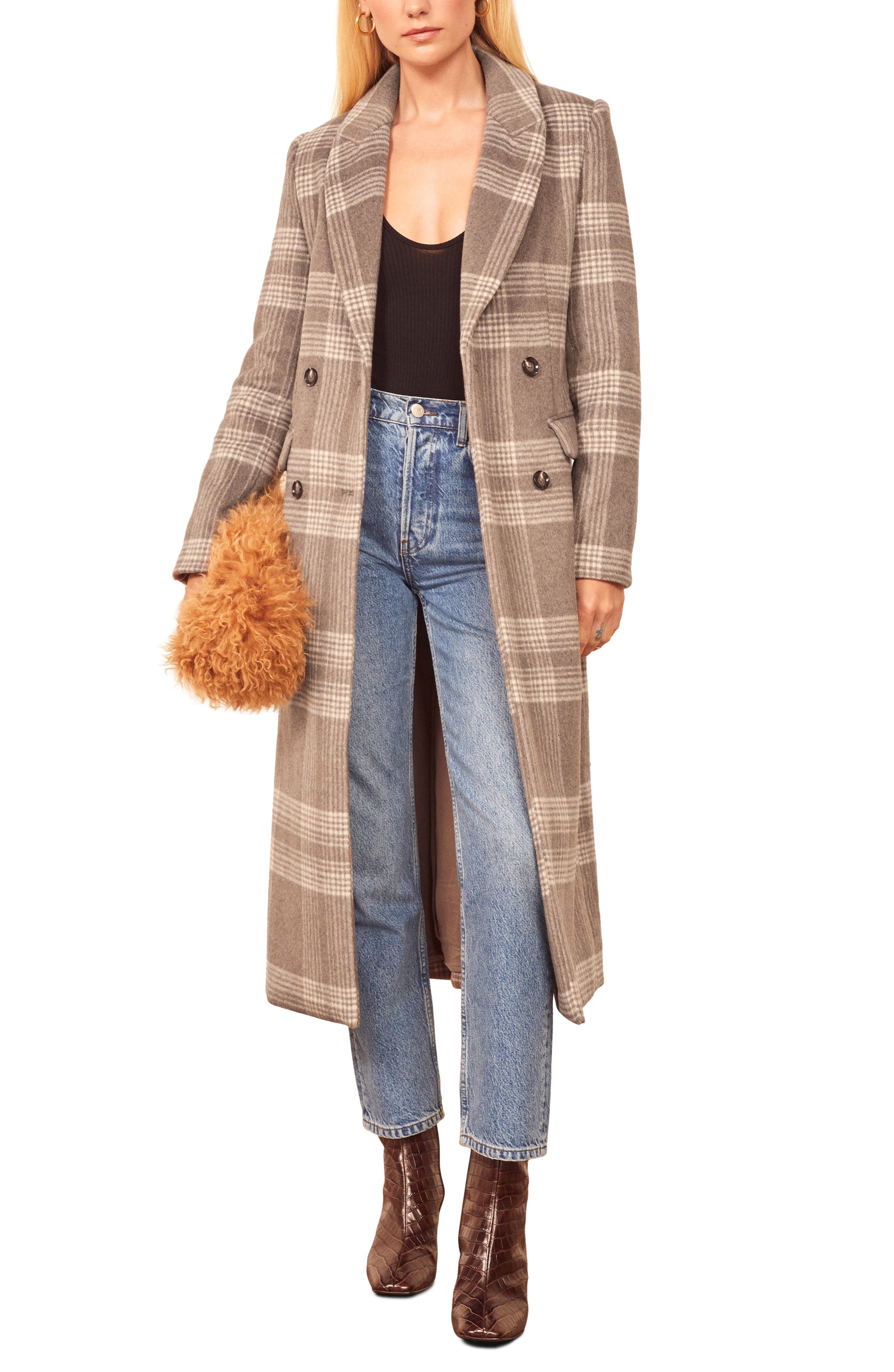 reformation plaid coat